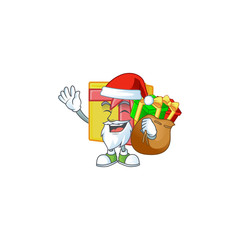 Canvas Print - Santa with gift bag yellow gift box Cartoon character design