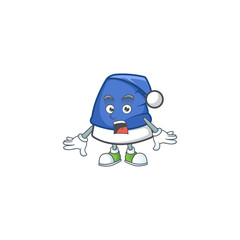 Sticker - Surprised blue christmas hat face gesture on cartoon style