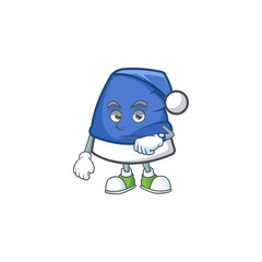 Poster - Waiting blue christmas hat on cartoon mascot style design