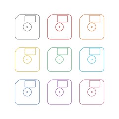 Sticker - Diskette color icon set isolated on white background