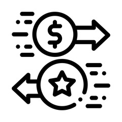 Sticker - Exchange Bonuses for Money Icon Vector. Outline Exchange Bonuses for Money Sign. Isolated Contour Symbol Illustration