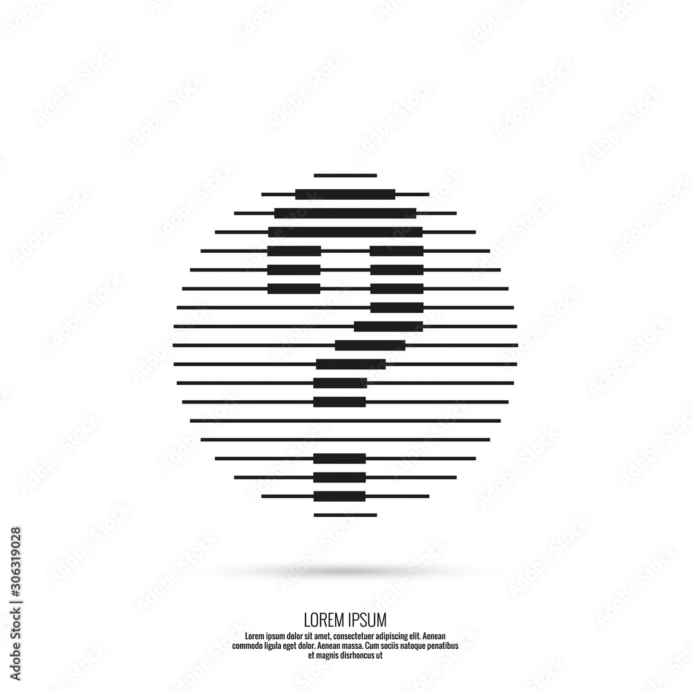 Vector question mark icon made of horizontal lines. Black isolated ...