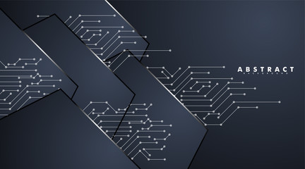 abstract vector background. hexagon blue dark with future circuit board technology. design technology background