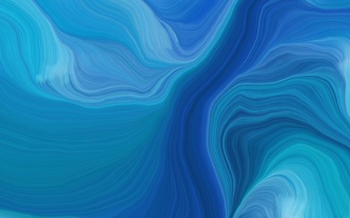 Wall Mural - smooth swirl waves background design with strong blue, medium turquoise and light sea green color