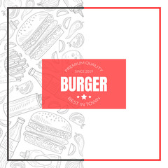 Wall Mural - Hand Drawn Fast Food Restaurant Vector Card Template