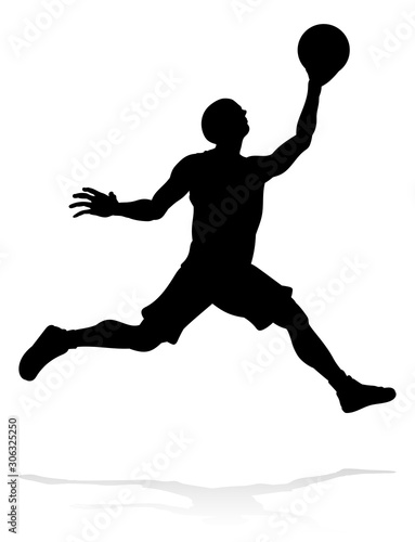 A silhouette basketball pla...