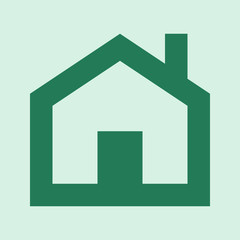 Vector house icon with t green color.