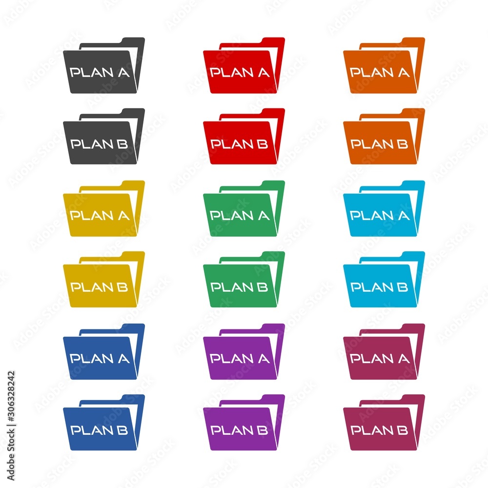 Plan A, Plan B color icon set isolated on white background Stock ...