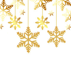 Canvas Print - snowflakes golden of christmas hanging isolated icon vector illustration design