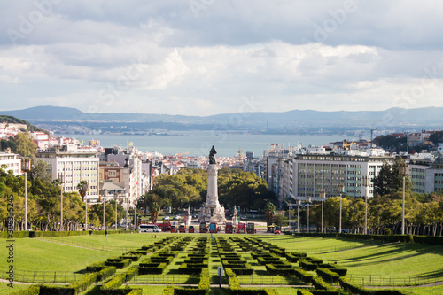 View to the ocean over park, lisabon Canvas Print