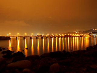 Toralla bridge in a sunset. Long exposition.