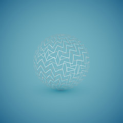 Wall Mural - Abstract white pattern sphere, vector illustration