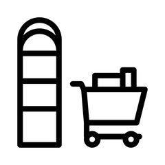 Wall Mural - Food Cart near Counters Icon Vector. Outline Food Cart near Counters Sign. Isolated Contour Symbol Illustration