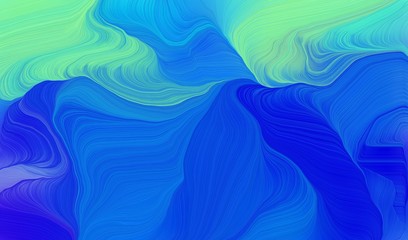 modern soft curvy waves background design with strong blue, medium aqua marine and dodger blue color