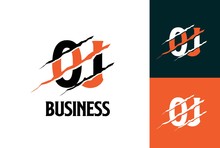 Orange Black Tiger OJ Letter Template Logo Design With Scratch Effect