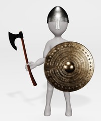 Sticker - 3D Render of Cartoon Character as Viking Warrior