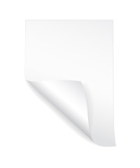 Wall Mural - Blank A4 sheet of white paper with curled corner and shadow, template for your design. Set. Vector illustration