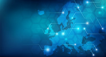 Connected European Map Concept – European Union, Trade, Digitalization, Future