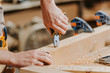 © LIGHTFIELD STUDIOS - cropped view of carpenter holding pliers near wooden dowel