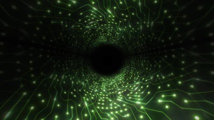 Wall Mural - abstract computer chipset tunnel background/ 4k animation of an abstract computer chipset background