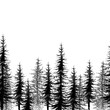 Seamless pattern with dotted spruce tree or coniferous forest in black on the white background.
