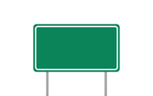 Road Sign Green In Flat Style, Vector