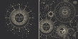 © chikovnaya - Vector illustration set of moon phases. Different stages of moonlight activity in vintage engraving style. Zodiac Signs