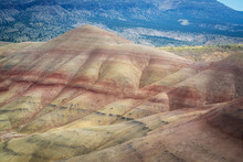 Close Up View Of The Colorful Striations Of Different Time Periods At Painted Hills In Oregon