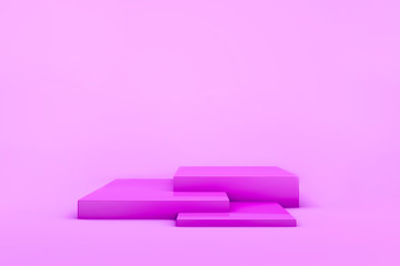 Wall Mural - 3d render of pink girly stage for products. copy space. studio light. geometric primitives