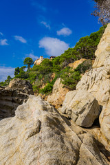 Wall Mural - Seascape of resort area of the Costa Brava near town Lloret de Mar in Spain