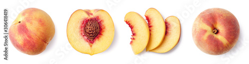 Fotomural Fresh ripe whole, half and sliced peach