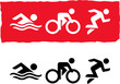 Triathlon Athletes Swim Bike Run Vector Icon