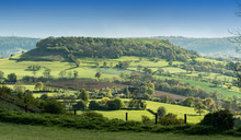View Of Cam Long Down From Coaley Peak, Cotswolds, Gloucestershire, UK