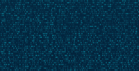 Matrix abstract background with binary numbers. Futuristic background with code or data, vector matrix wallpaper illustration.