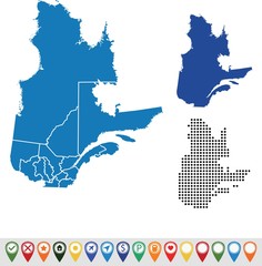 Poster - Set Outline maps of Quebec