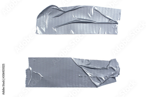 Cuadros en Lienzo Two strips of silver adhesive tape isolated on a white background
