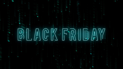 Wall Mural - black friday text word on futuristic background design glowing in the dark