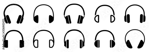 Headphones icons set. Vector illustration Tableau sur Toile
