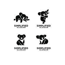 Set Of Mom And Kid Koala Black Logo Icon Design Vector