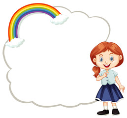 Wall Mural - Cute girl and cloud template