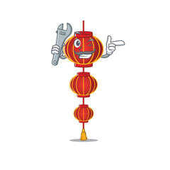 Poster - Professional Mechanic lampion chinese lantern mascot cartoon character style