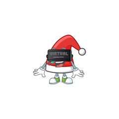 Wall Mural - cool santa claus hat character in Virtual reality headset