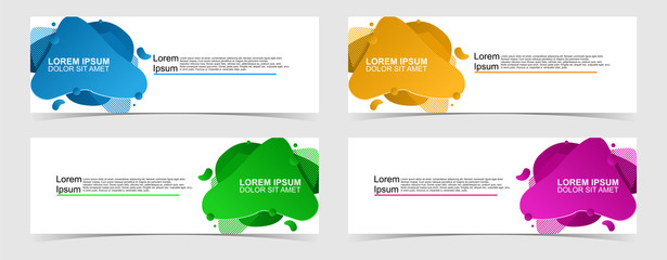Wall Mural - Set of abstract vector banners design. Collection of web banner template. modern template design for web, ads, flyer, poster with 4 different colors on grey background