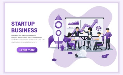 Wall Mural - business start up concept with people in meeting and working on the screen presentation. can use for