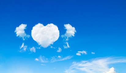 blue sky with heart shaped cloud in bright morning.