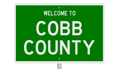 Wall Mural - Rendering of a 3d green highway sign for Cobb County