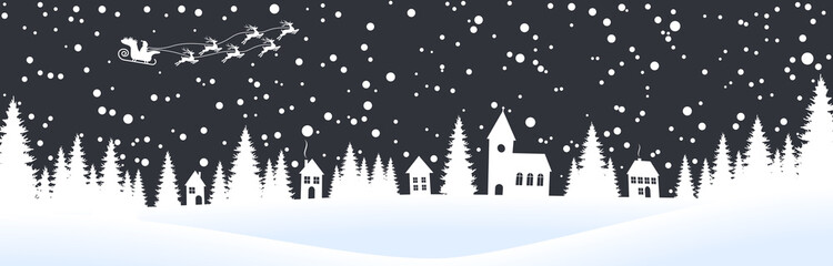 Wall Mural - christmas landscape background with village and snow