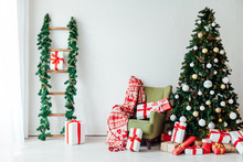 Decor Of The House With Christmas Tree With Gifts Of The New Year Holiday Winter