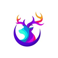 Wall Mural - Awesome Colorful Deer Logo Design Stock Vector