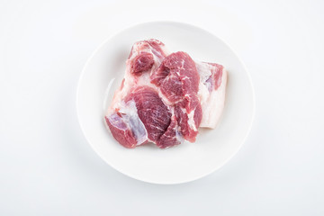 Piece of fresh pork on white background